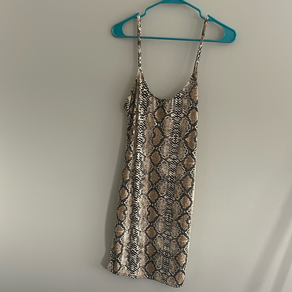 Akira Snakeprint Spaghetti Strap Bodycon Dress